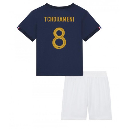 Frankrijk Aurelien Tchouameni 8 Kind Thuistenue WK voetbal 2022